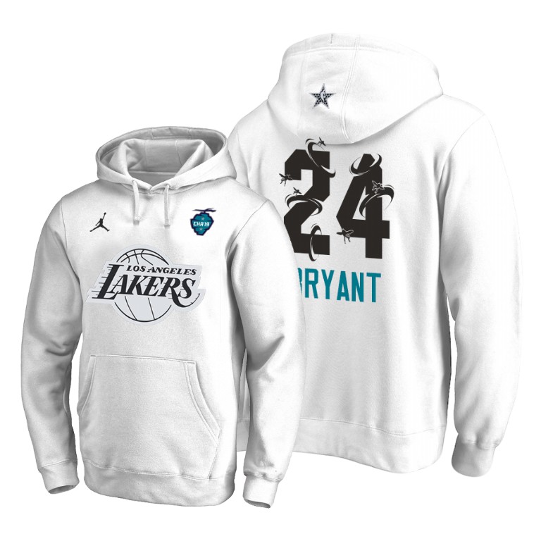 Men's Los Angeles Lakers Kobe Bryant #24 NBA Sweep Pullover Buzz Side 2019 The All-Star White Basketball Hoodie MZD4383EY